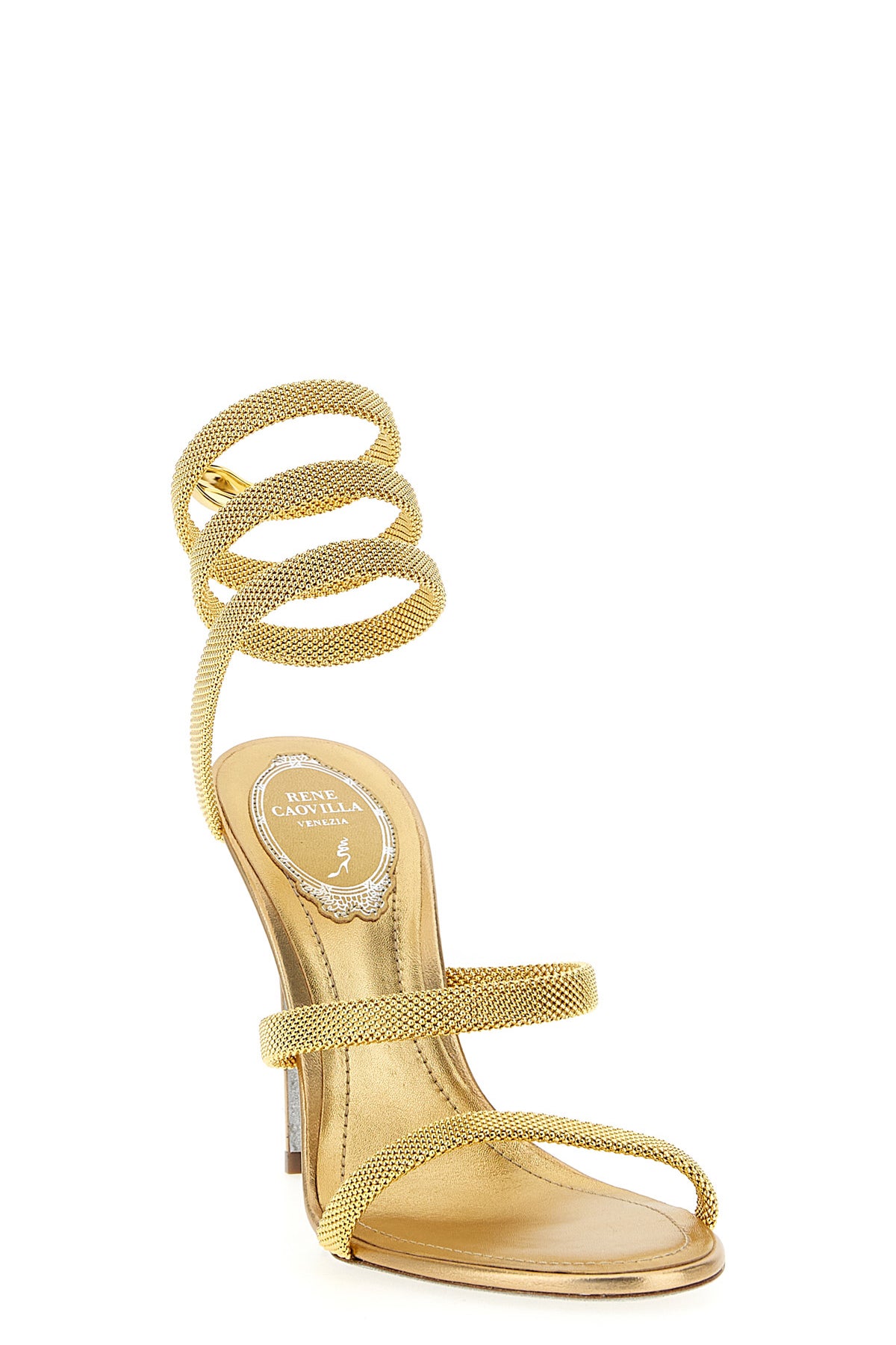 サンダル・ミュール Rene Caovilla FW25 'Cleo' sandals (C12383105NA01 L013) Jeweled Cleo Crystal Silver Platform Sandal 130 | Rene Caovilla®