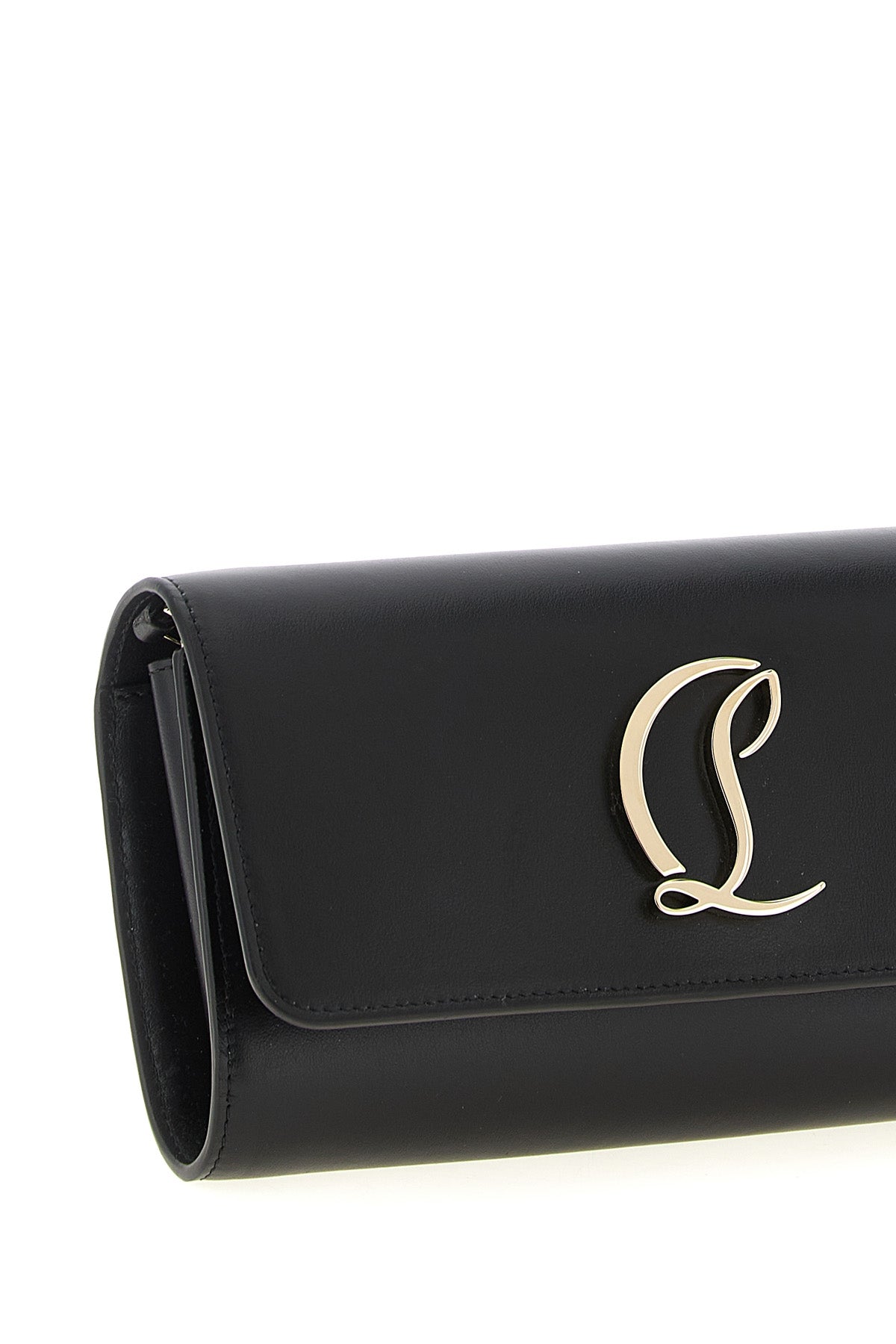 すぐ届く【Christian ルブタン】Loubi54 チェーン付きウォレット Loubi54 - Wallet on chain - Calf leather - Black and gold