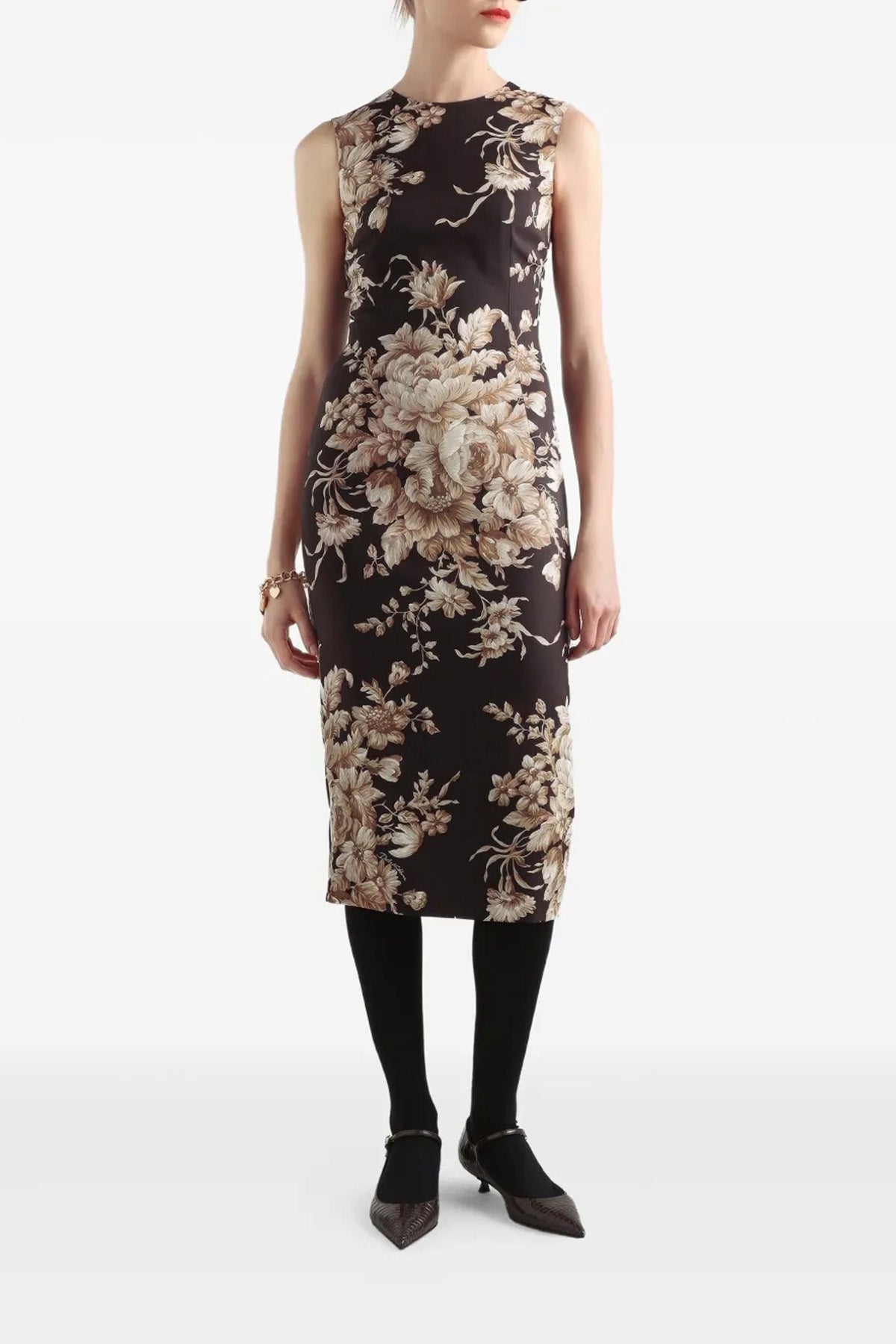 Dolce & Gabbana ローズ プリント シルク ドレス ブラック Dolce & Gabbana/ドルチェ＆ガッバーナ｜ローズ プリント ドレス