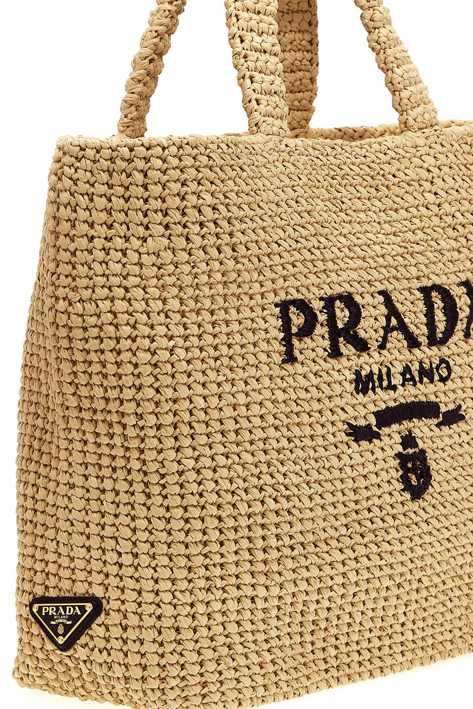 ■PRADA プラダ ウーブンファブリックxレザー ショルダーバッグ PRADA ウーブンファブリックxレザー ショルダーバッグ (PRADA