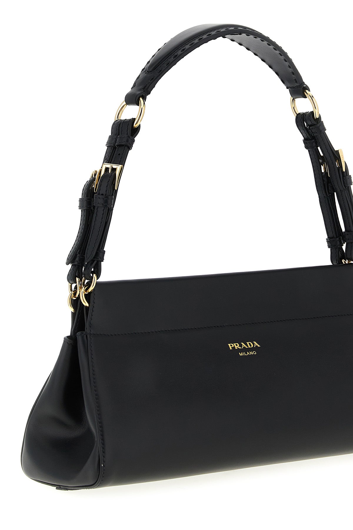 PRADA AURA NAPPA STITCHED ブラックショルダーバッグ