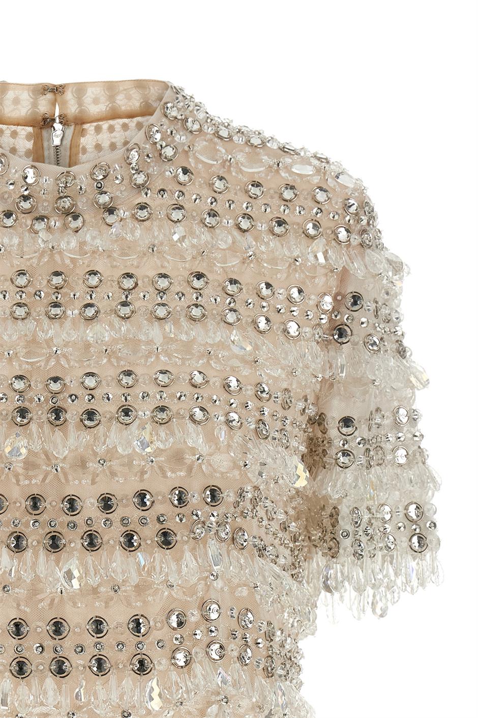 'Crystal-Embroidered Crop' トップ