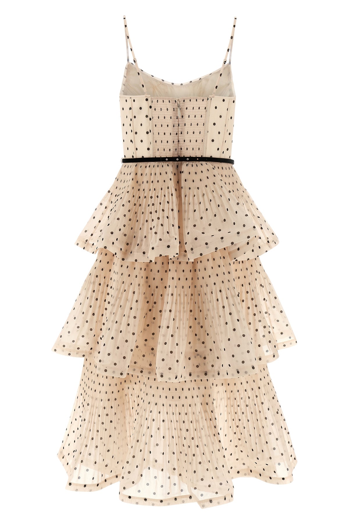 'Pleated Tiered Midi' ドレス