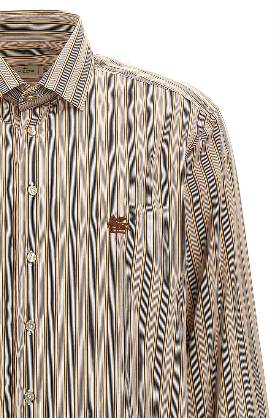 ETRO エトロ ストラップ リネンシャツ size:43 ETRO - 未使用 エトロ ETRO リネン スタンドカラー ストライプ