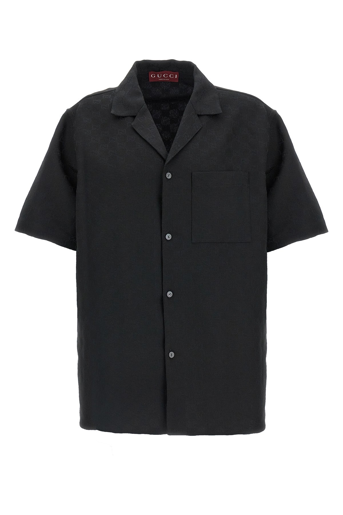 【GUCCI】グッチ ロゴ ショートスリーブ ボーリングシャツ Printed silk twill bowling shirt in blue | GUCCI® US