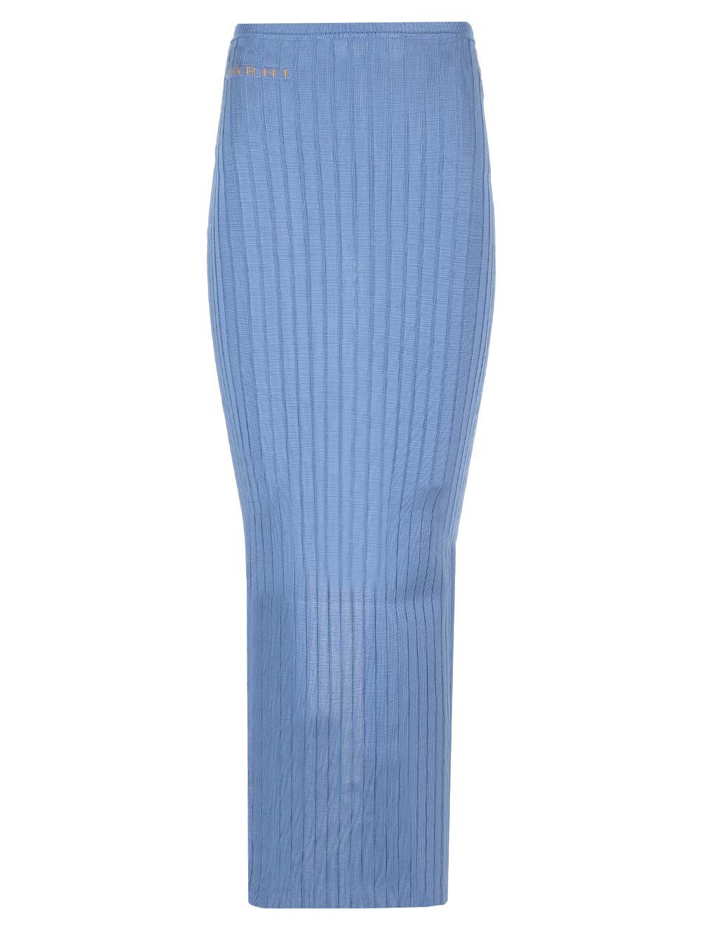 国内発 MARNI ロゴブルービスコースロングスカート Marni/マルニ｜ロング スカート マルニ イン リブ ビスコース