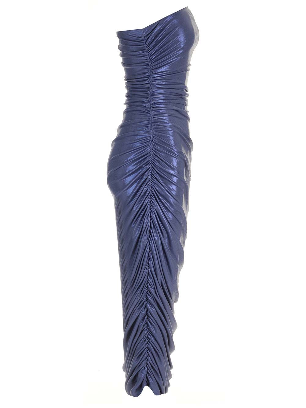 DIANA ドレス イン メタリック ブルー ストレッチ NORMA KAMALI