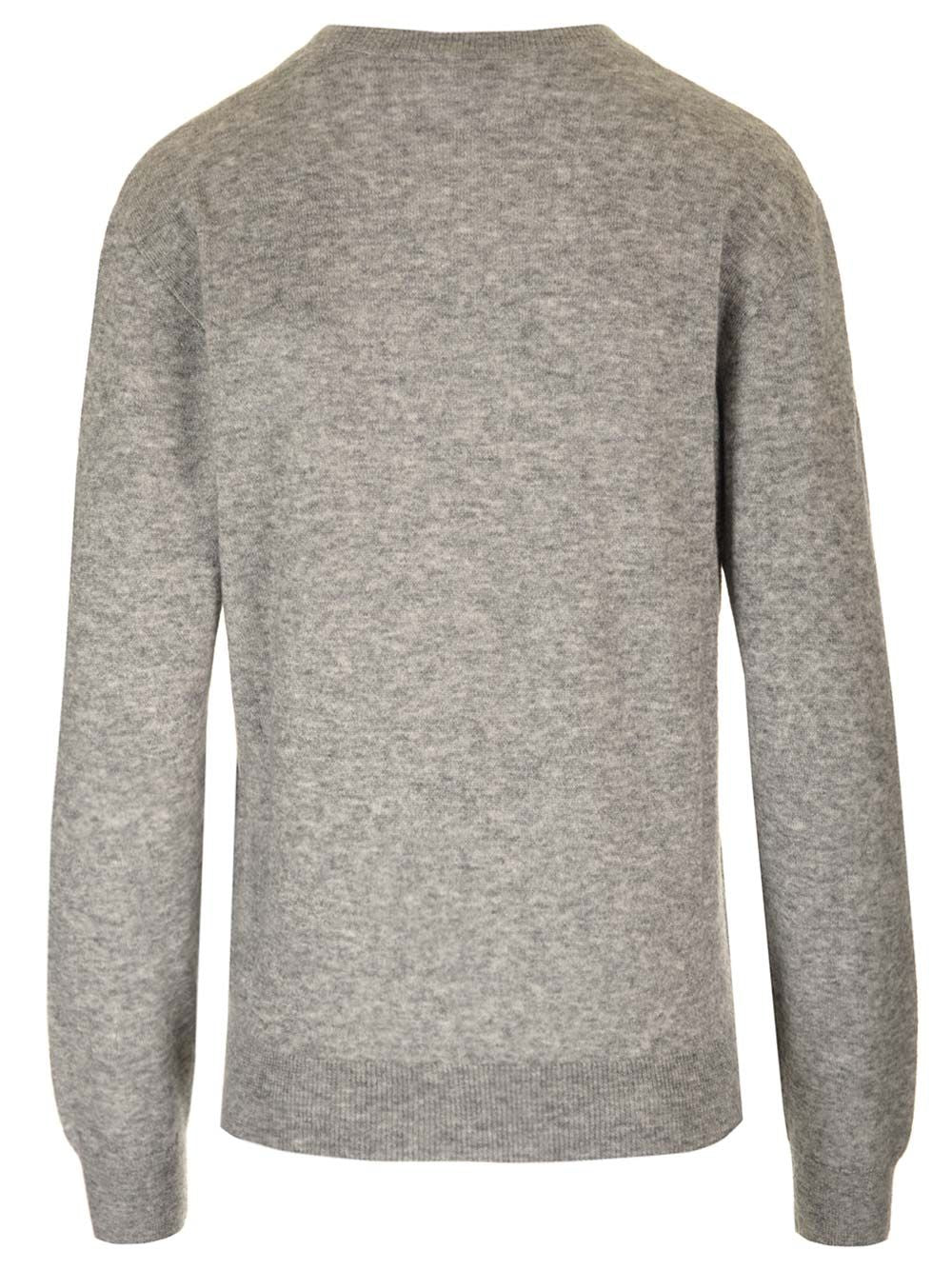 グレー メランジ カシミア アンド シルク クルーネック セーター サン