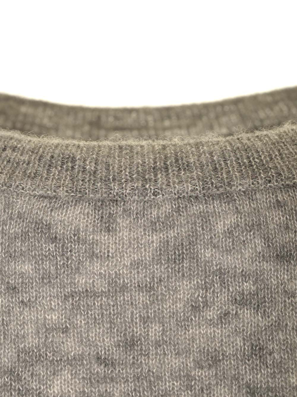 グレー メランジ カシミア アンド シルク クルーネック セーター サン