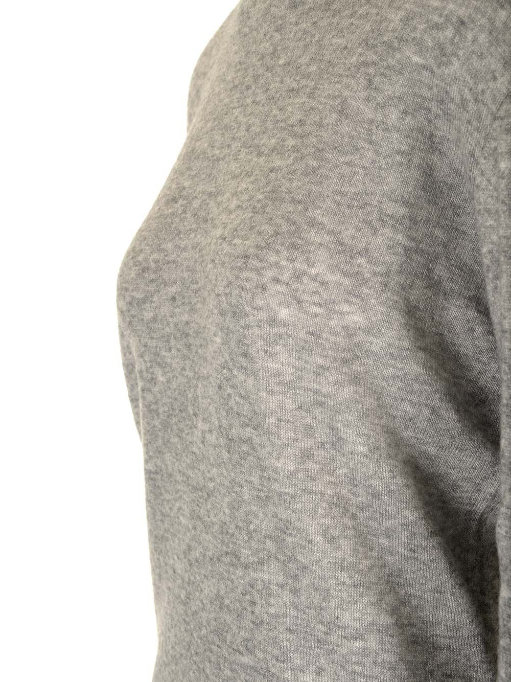 グレー メランジ カシミア アンド シルク クルーネック セーター サン