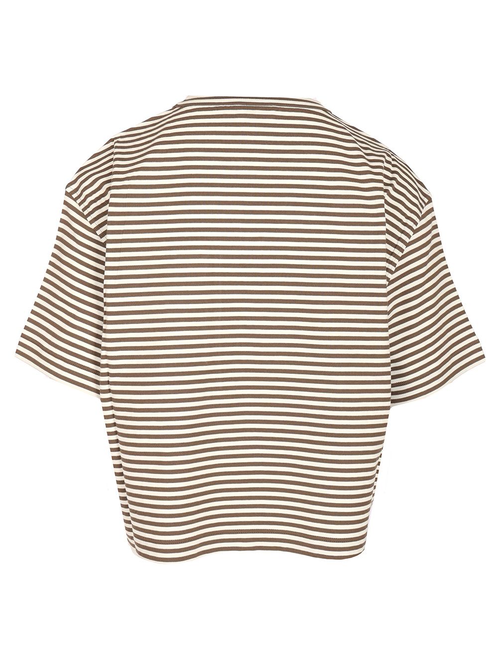 ストライプ コットン ジャージ クロップ Tシャツ ブルネロ クチネリ