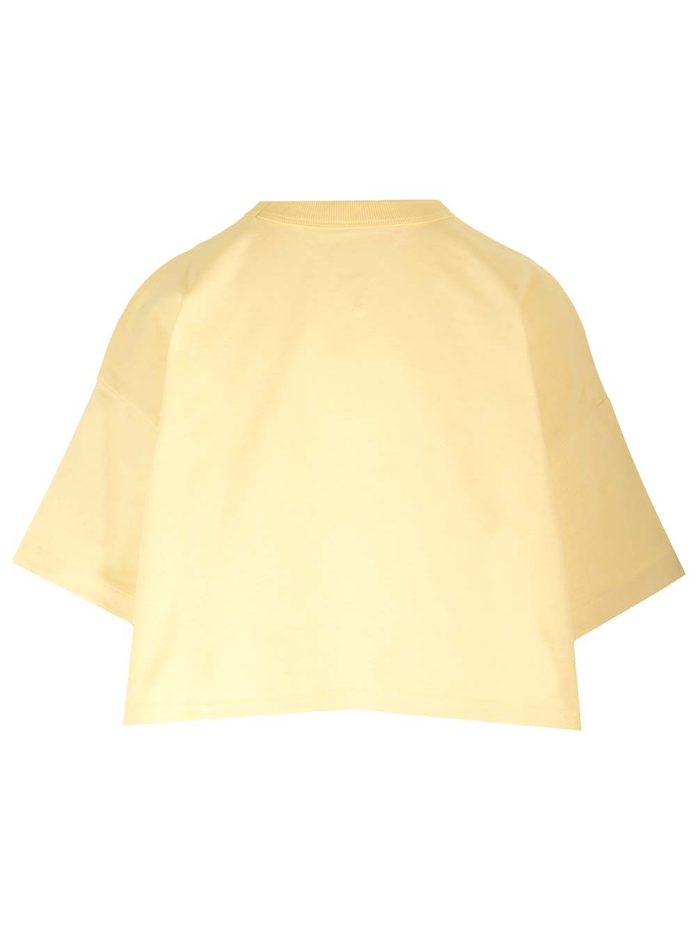 イエロー コットン クロップ Tシャツ ウィズ パッチ