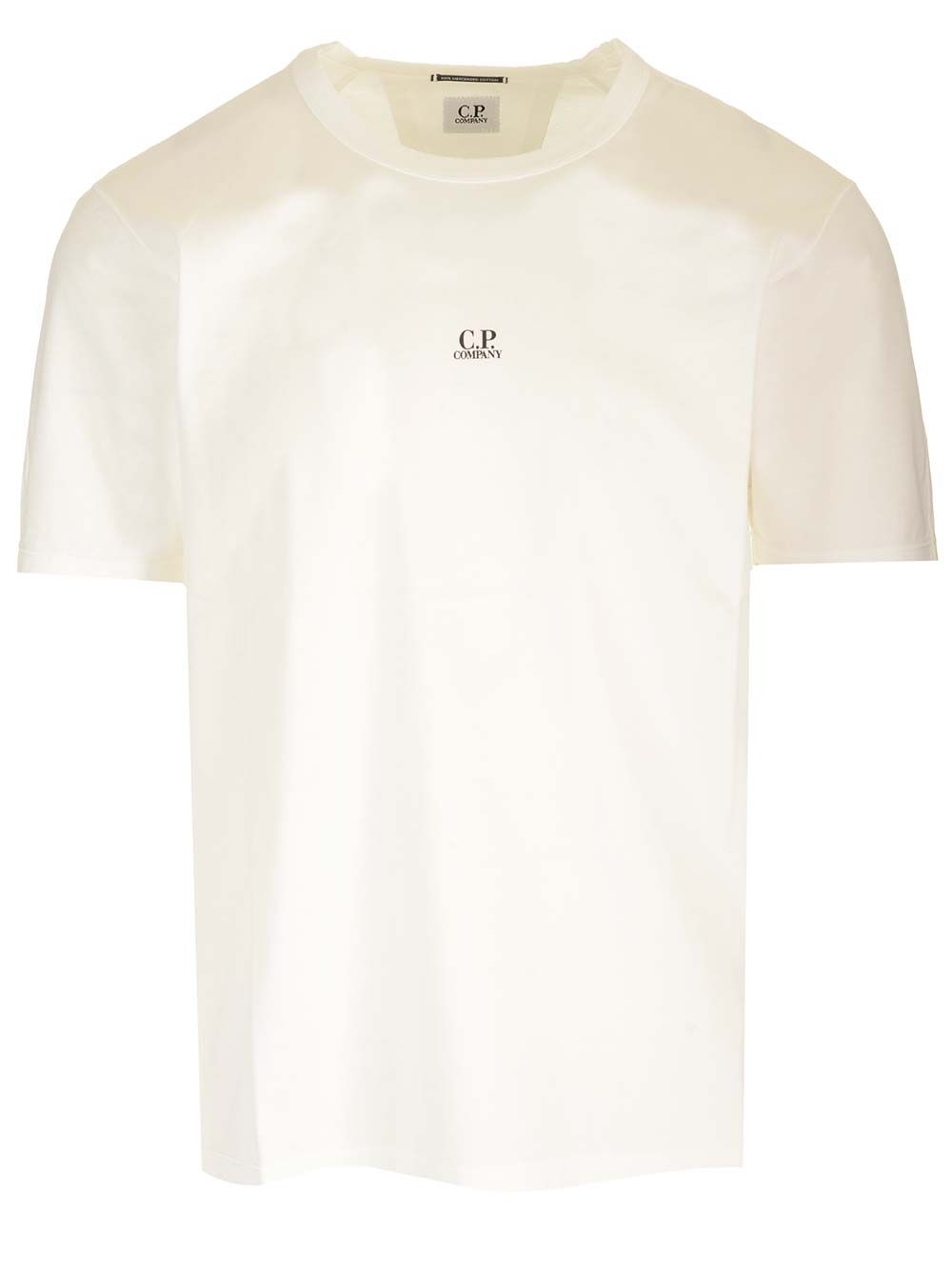 ホワイト Tシャツ カンパニー イン ミニ ブラック ロゴ プリント オン ショート クルー