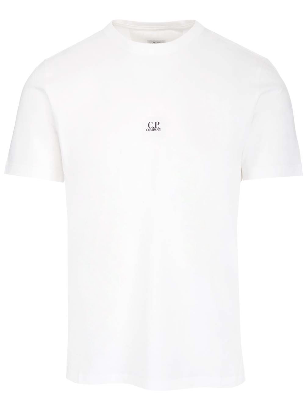 ホワイト Tシャツ カンパニー イン ミニ ブラック ロゴ プリント オン ショート クルー