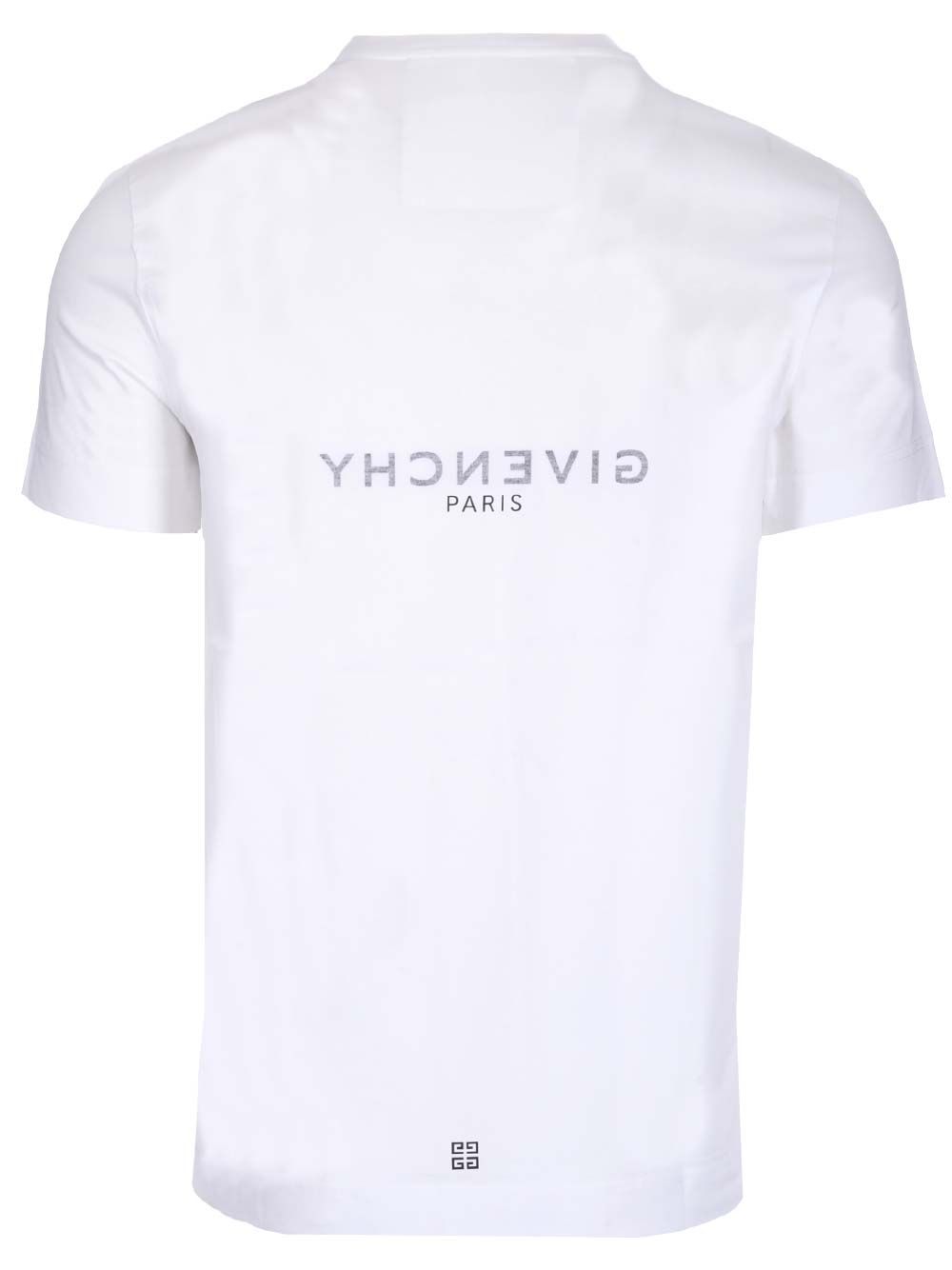 ホワイト パリ リバース コットン Tシャツ ウィズ フロント ロゴ