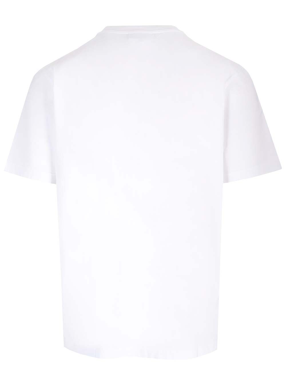 ホワイト クルーネック コットン Tシャツ ウィズ パッチ フォックス メゾン
