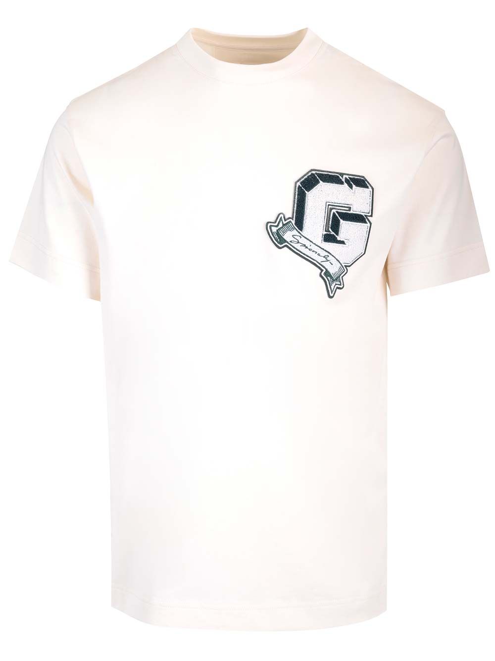 クルーネック コットン Tシャツ ウィズ ジバンシィ エンブロイダリー