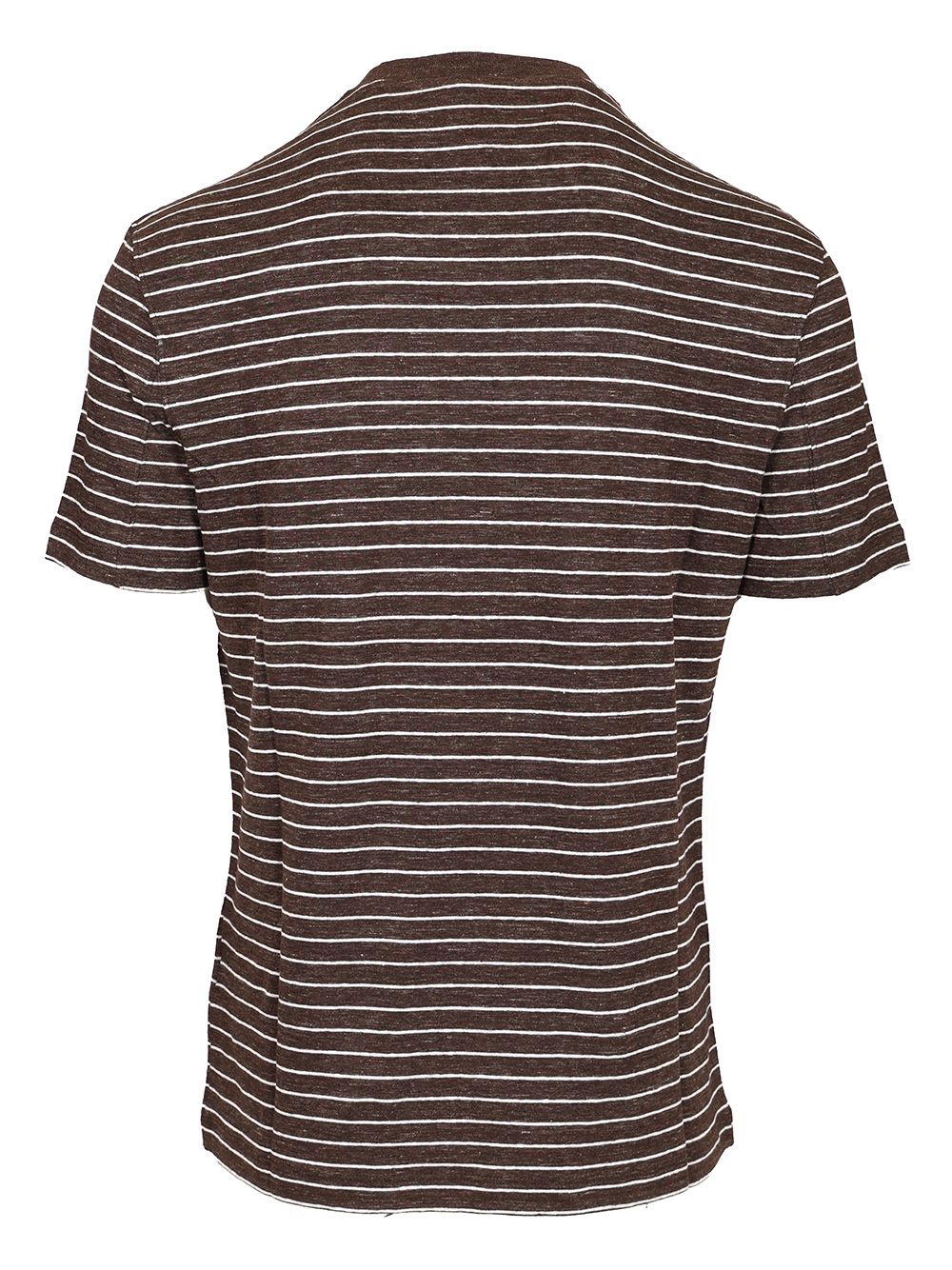 ストレッチ リネン クルー ネック Tシャツ ウィズ ストライプ
