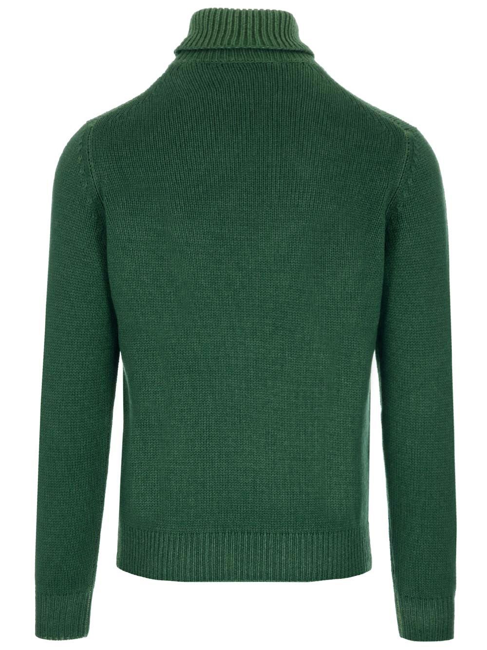 スリム フィット タートルネック 1902 イン グリーン ファイン シルク アンド カシミア