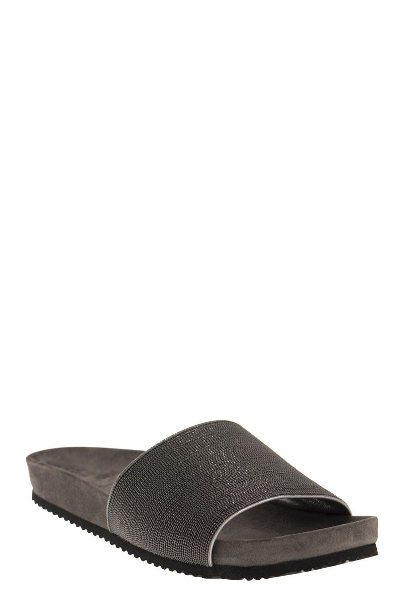 Brunello Cucinelli MZMIG1390CG546 関税送料込 Suede slides for Woman in Taupe | Brunello Cucinelli