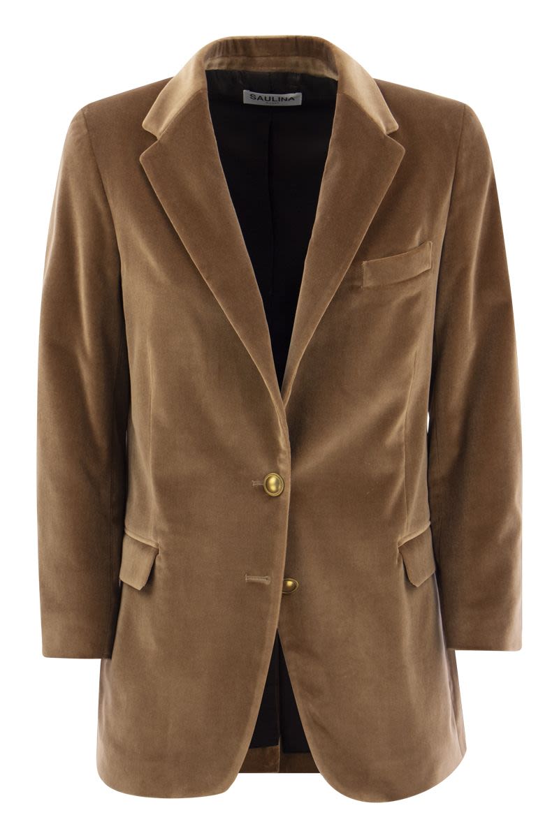 ジャケット SAULINA ANTONIA - Single-breasted velvet jacket (SAA016 4) Saulina/サウリーナ|ANTONIA シングルブレスト ベルベット