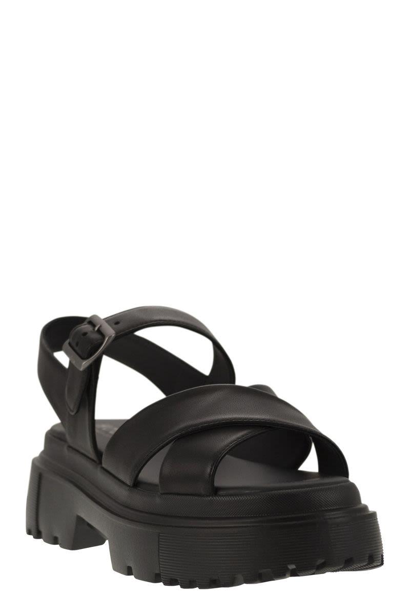 サンダル・ミュール HOGAN SS24 Leather sandal with midsole (HXW6440FJ20LE9B999) Hogan Leather Sandal With Midsole | italist