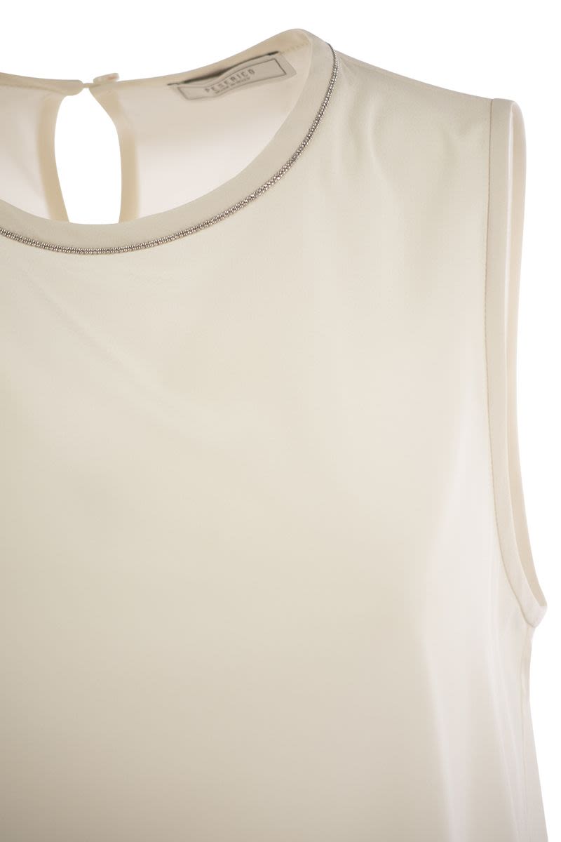 ストレッチ シルク クレープ CHINE トップ