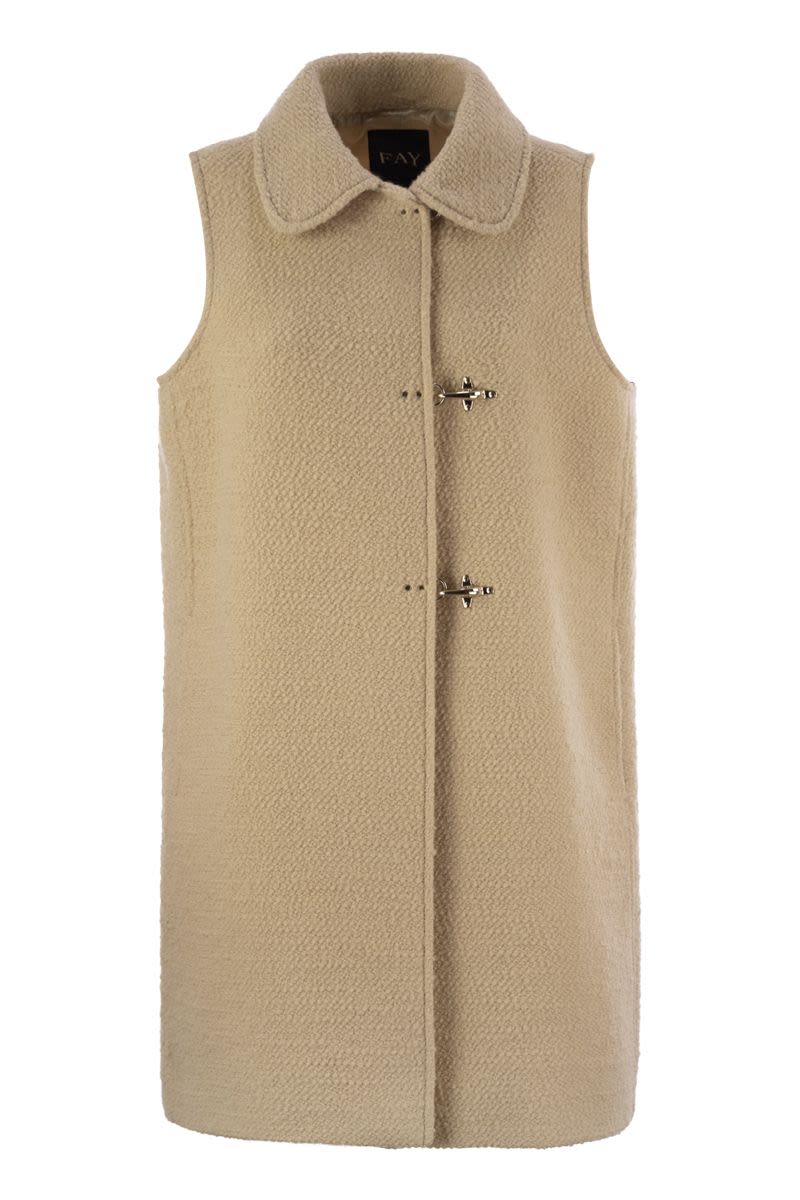 ベスト・ジレ FAY Women Outer NAW10493790WID C201 Beige Fay/フェイ｜ウール ベスト