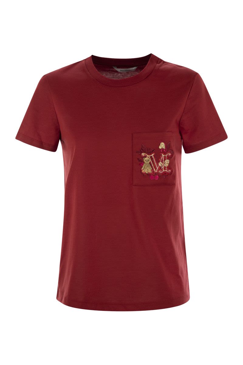 ショートスリーブ Tシャツ ウィズ ポケット アンド エンブロイダリー
