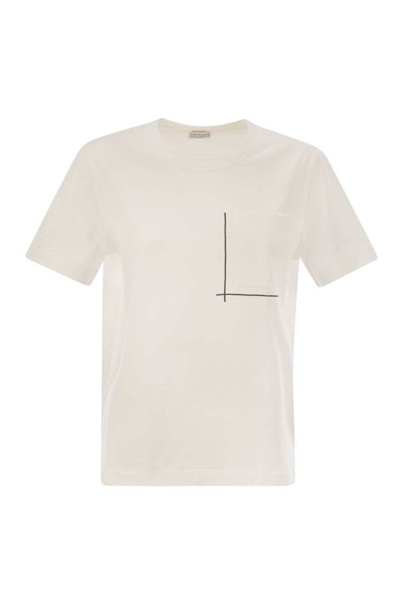 コットン ジャージ Tシャツ ウィズ シャイニー ポケット ディテール