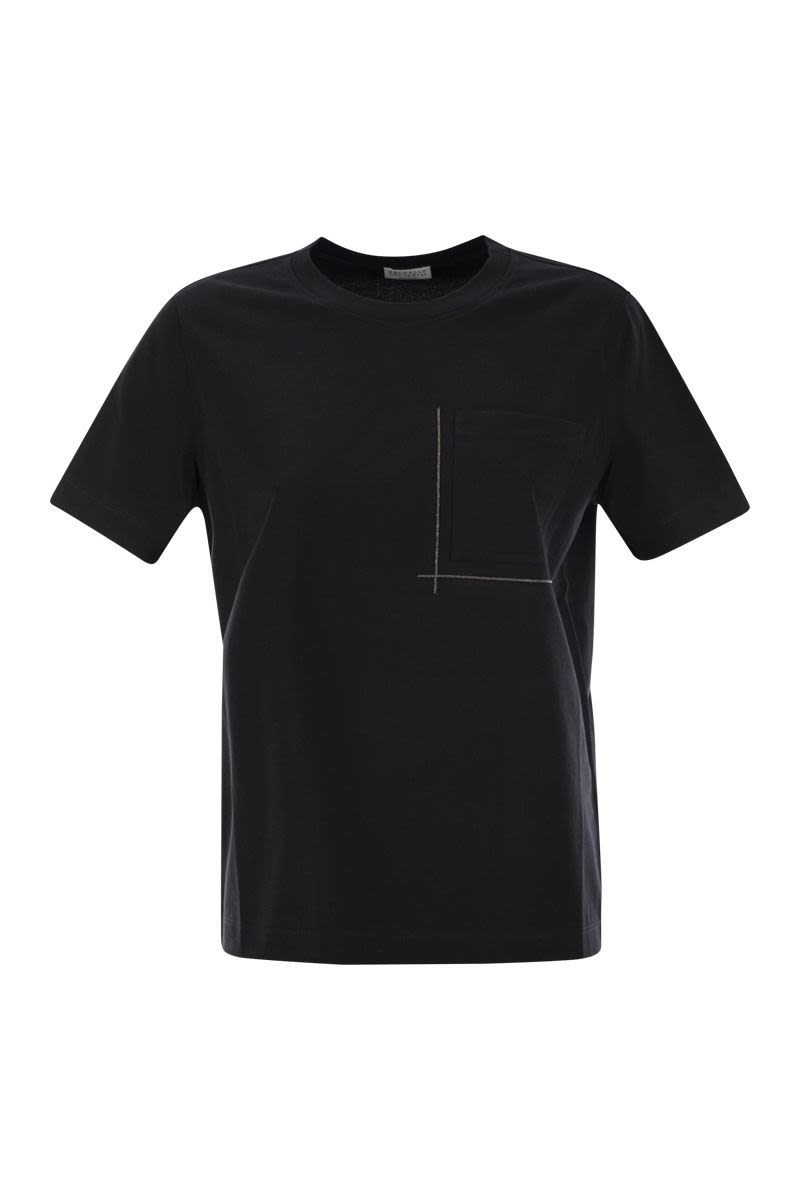 コットン ジャージ Tシャツ ウィズ シャイニー ポケット ディテール