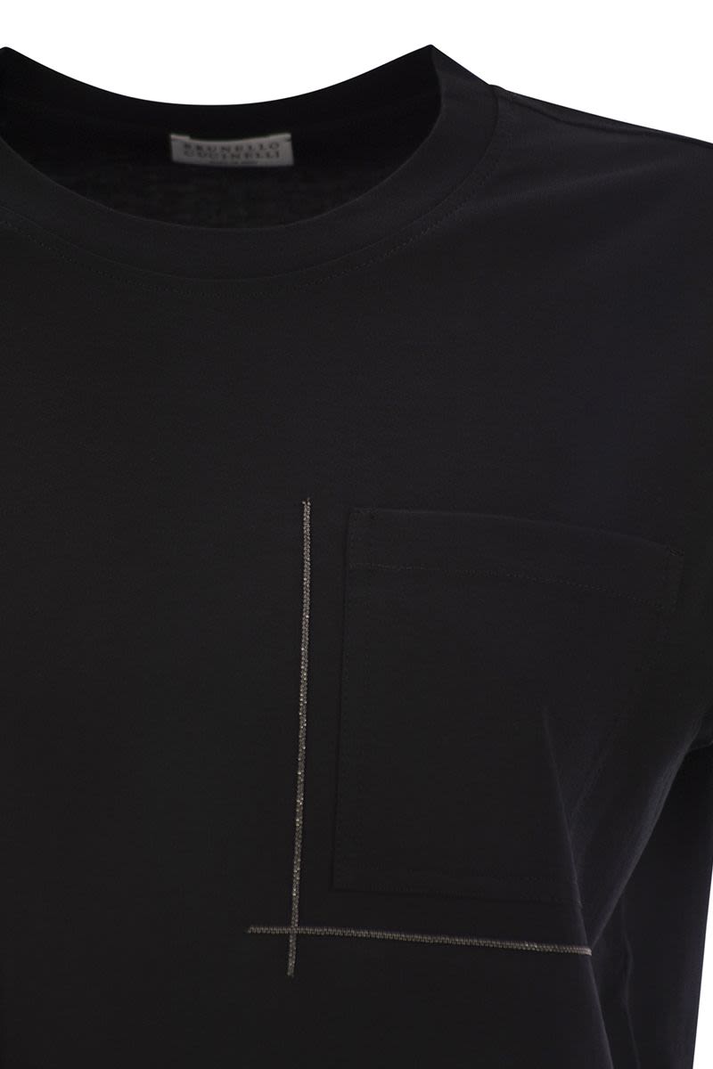 コットン ジャージ Tシャツ ウィズ シャイニー ポケット ディテール