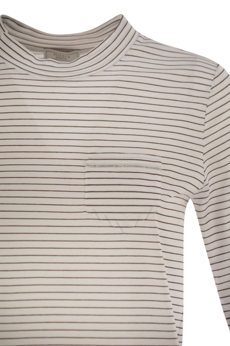 ストライプ コットン ジャージ Tシャツ