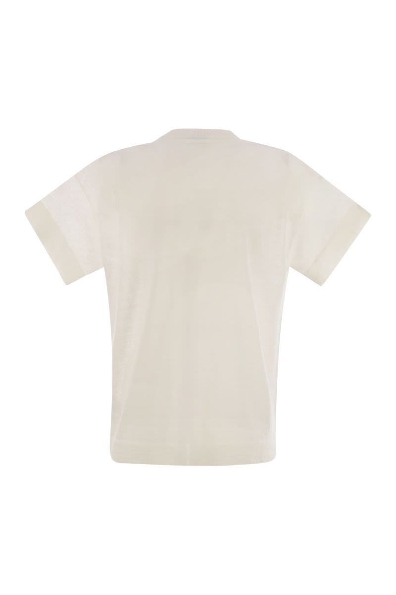 リネンブレンド Tシャツ ウィズ シャイニー ポケット ディテール
