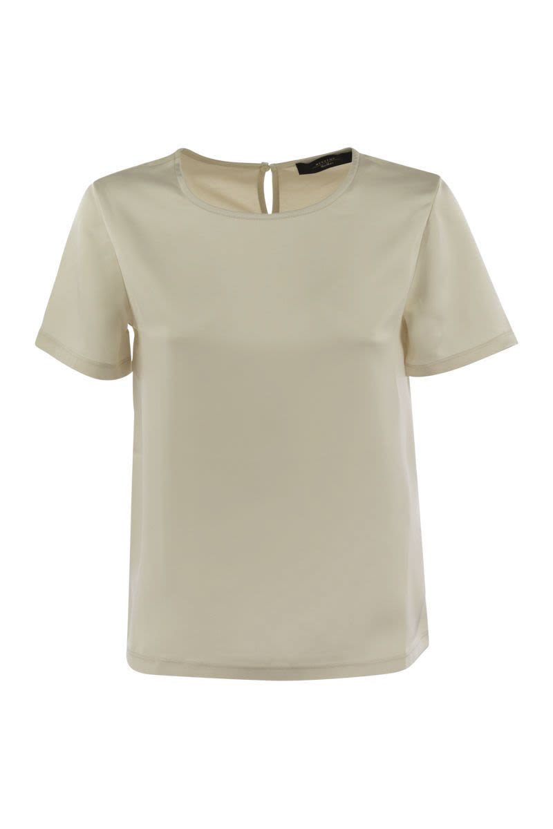 【 Weekend max mara 】GILBERT サテン ジャージー Tシャツ Satin and jersey T-shirt, ivory | Weekend Max Mara