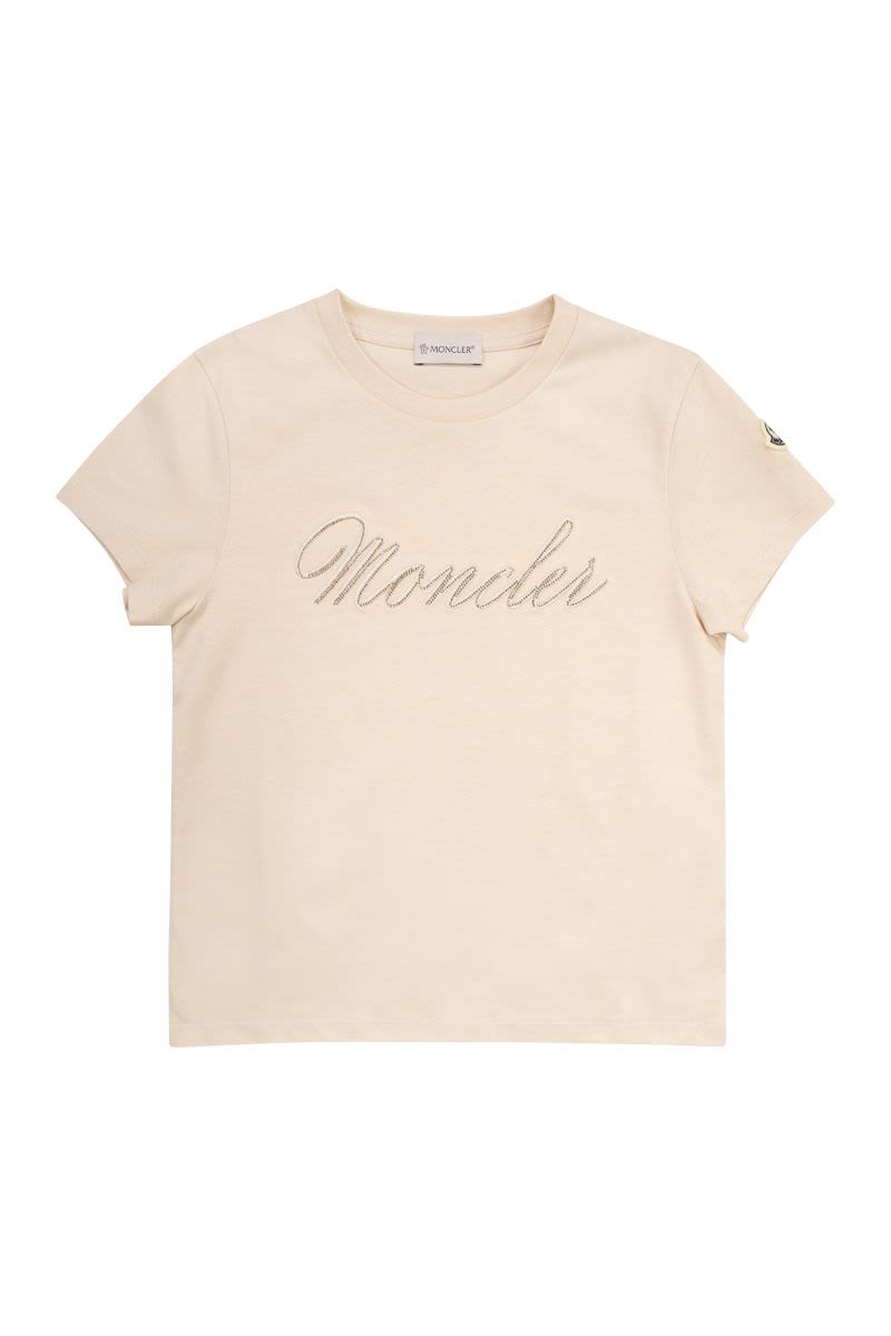 コットン Tシャツ ウィズ ラインストーン ロゴ