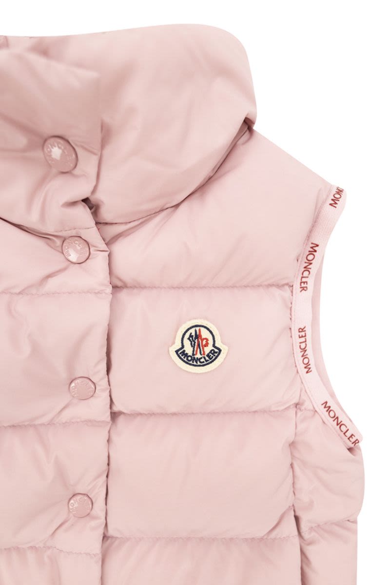 MONCLER キッズ ワンピース ホワイト/ピンク Moncler Kids/モンクレールキッズ｜パデッド ウエストコート