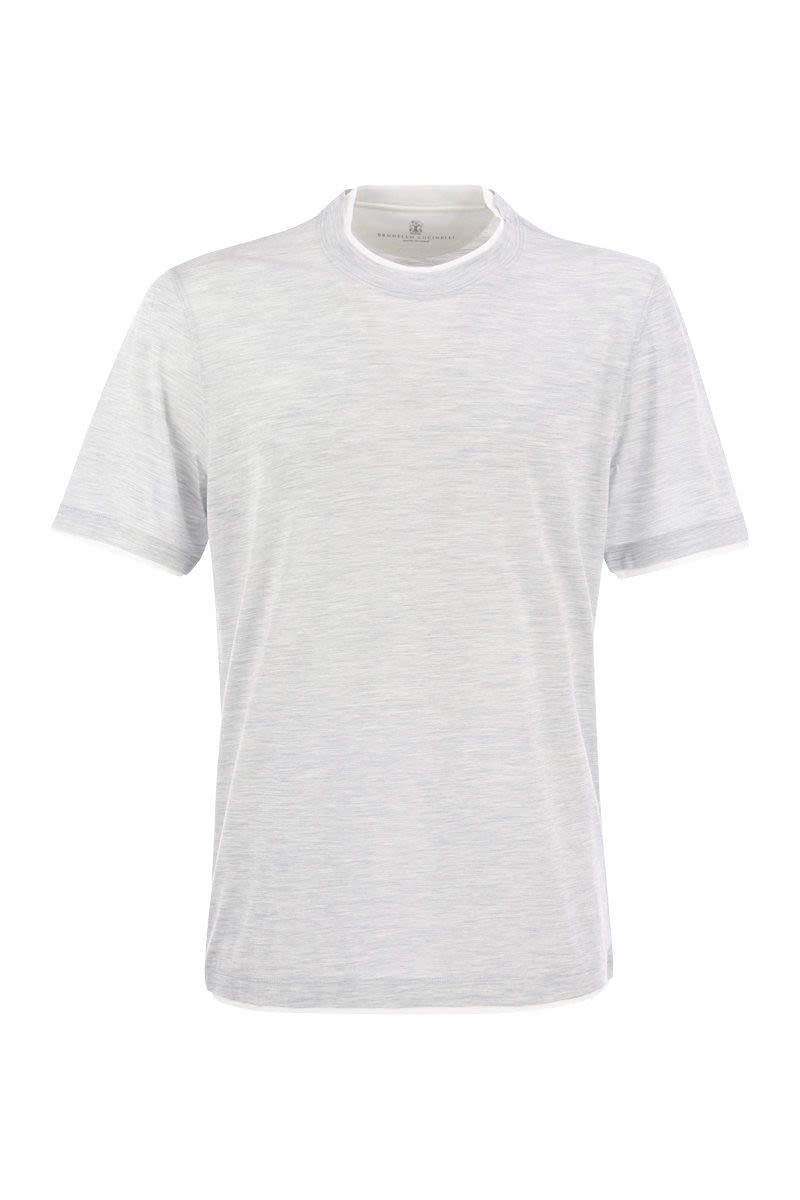 スリム フィット クルーネック Tシャツ イン ライトウェイト コットン ジャージ
