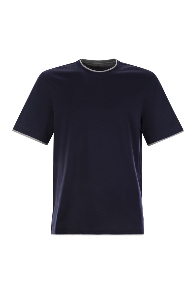 スリム フィット クルーネック Tシャツ イン ライトウェイト コットン ジャージ
