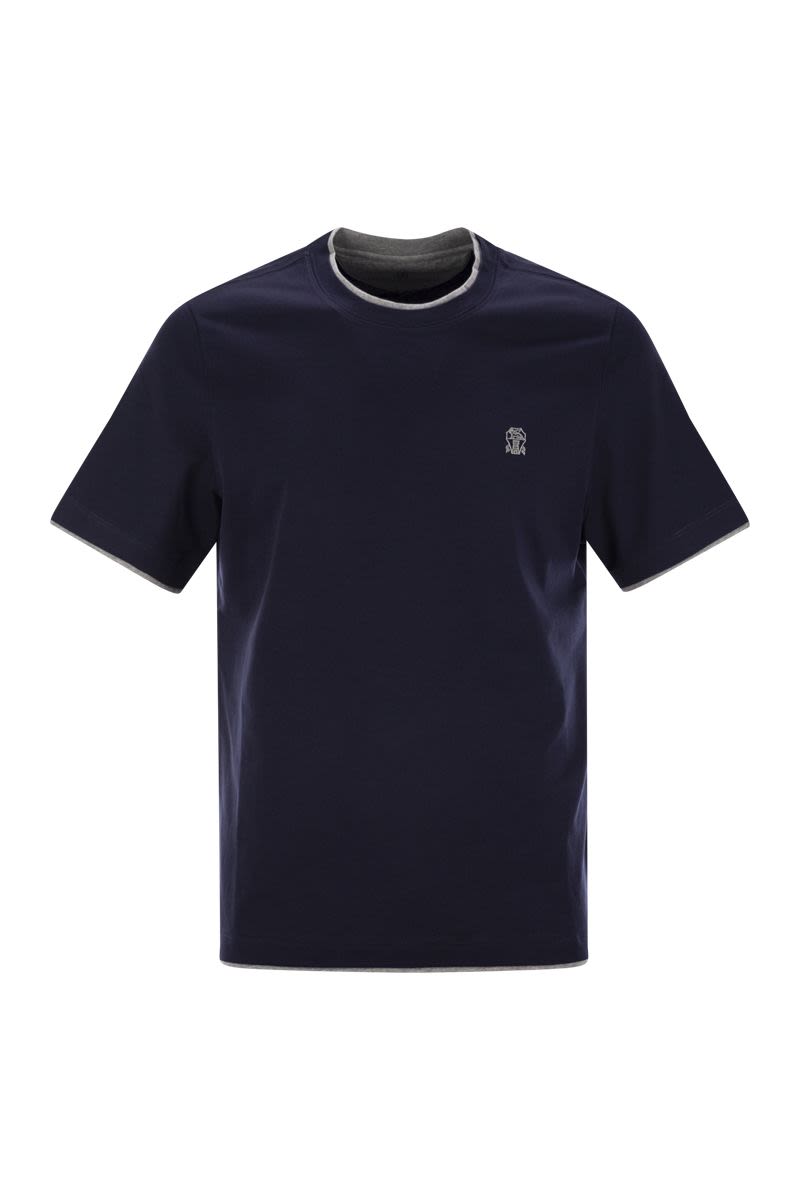 スリム フィット クルーネック Tシャツ イン ライトウェイト コットン ジャージ