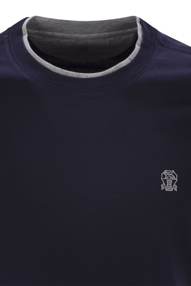 スリム フィット クルーネック Tシャツ イン ライトウェイト コットン ジャージ