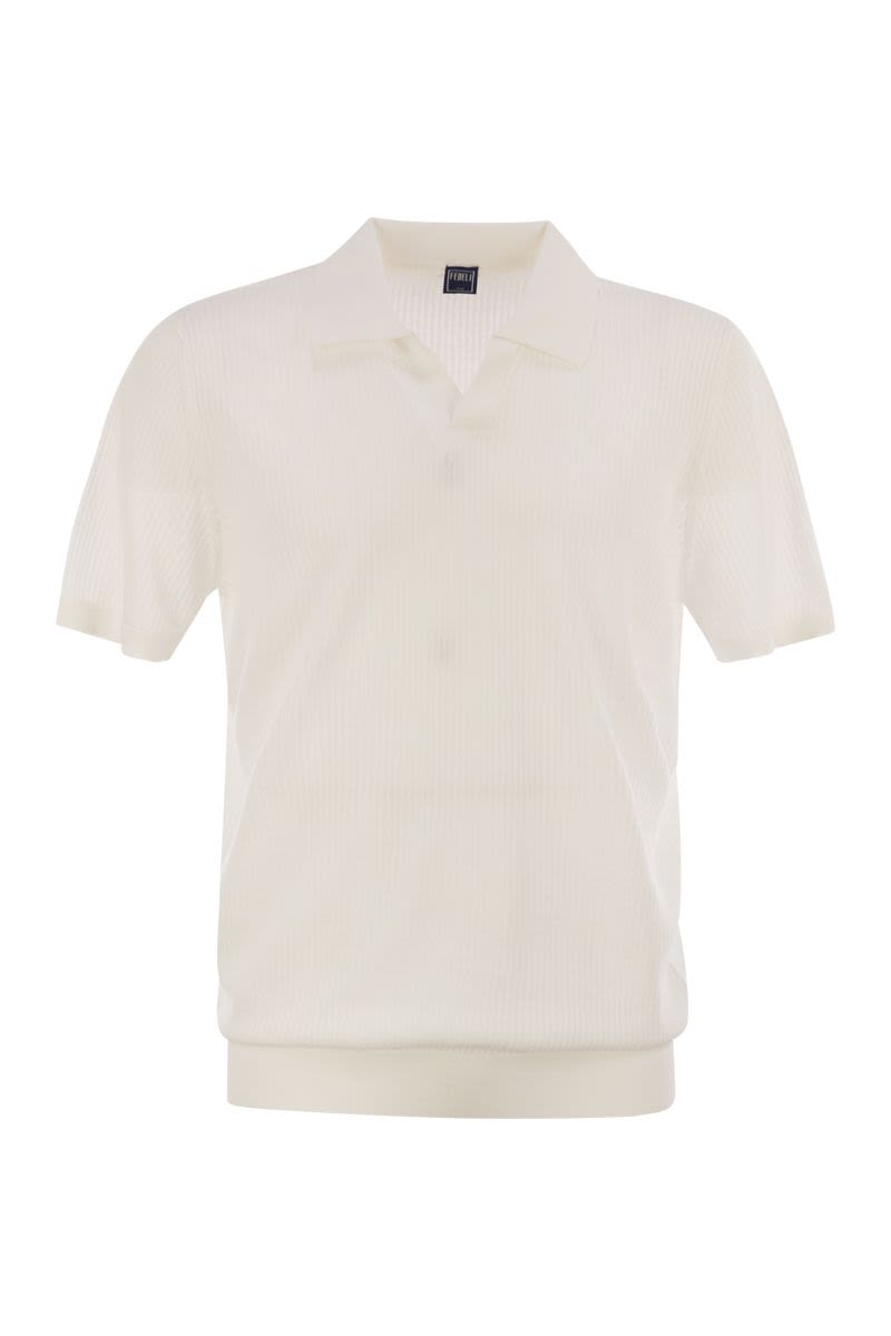 Tシャツ・カットソー Fedeli SS25 White cotton polo shirt (8UED5920 41) Fedeli/フェデリ|コットン ショートスリーブ ポロ シャツ