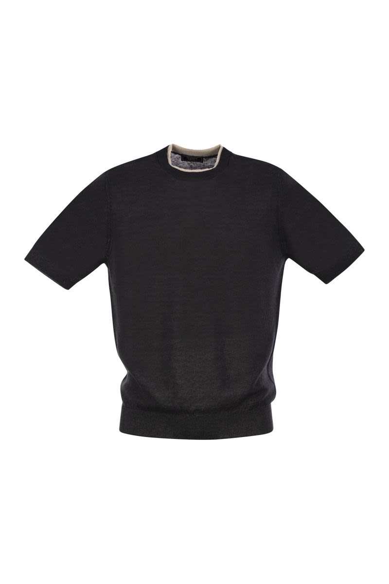 Tシャツ・カットソー PESERICO T-shirt in linen and cotton yarn (R59041F12 D48) Peserico/ペゼリコ｜Tシャツ イン リネン アンド コットン ヤーン