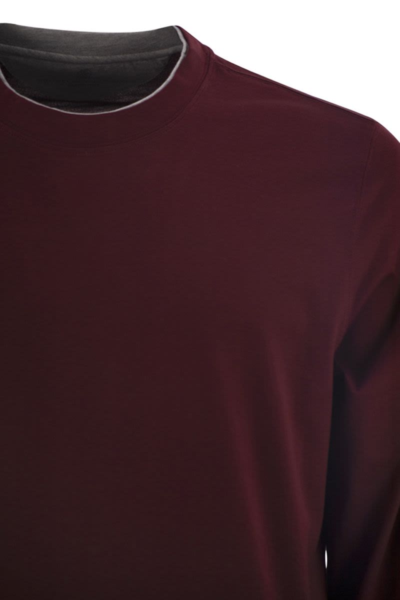 クルーネック コットン ジャージ Tシャツ ウィズ ロング スリーブ