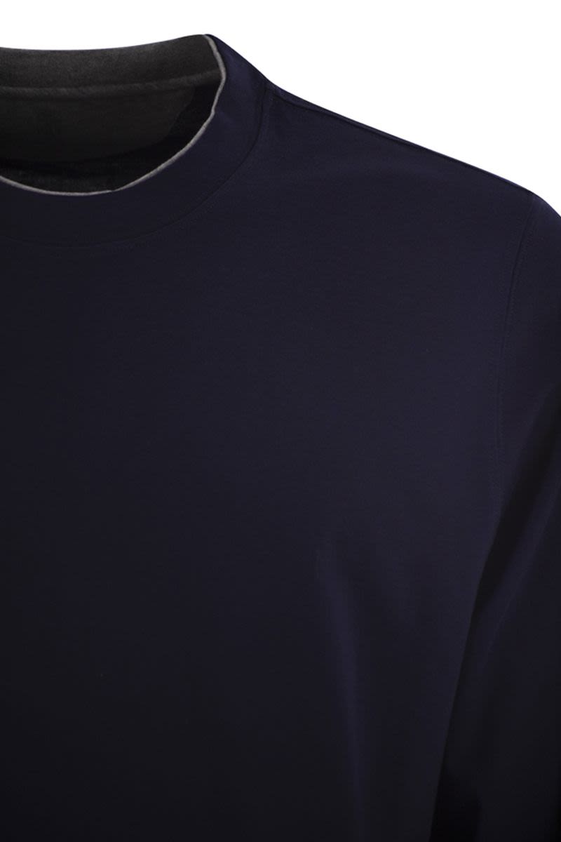 クルーネック コットン ジャージ Tシャツ ウィズ ロング スリーブ