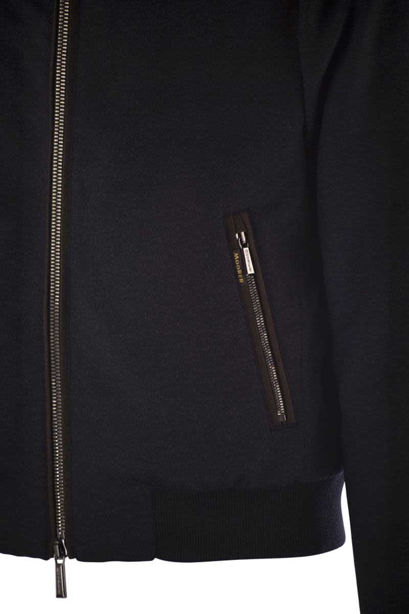 パデッド ボンバー ジャケット イン ウール アンド カシミア