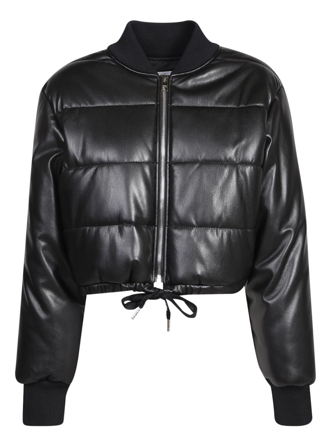 ジャケット MSGM オブ キルト フェイク ア ボンバー シルエット ウィズ ア ファンクショナル ロゴ ドローストリング ヘム フォー ア ハイブリッド フィニッシュ