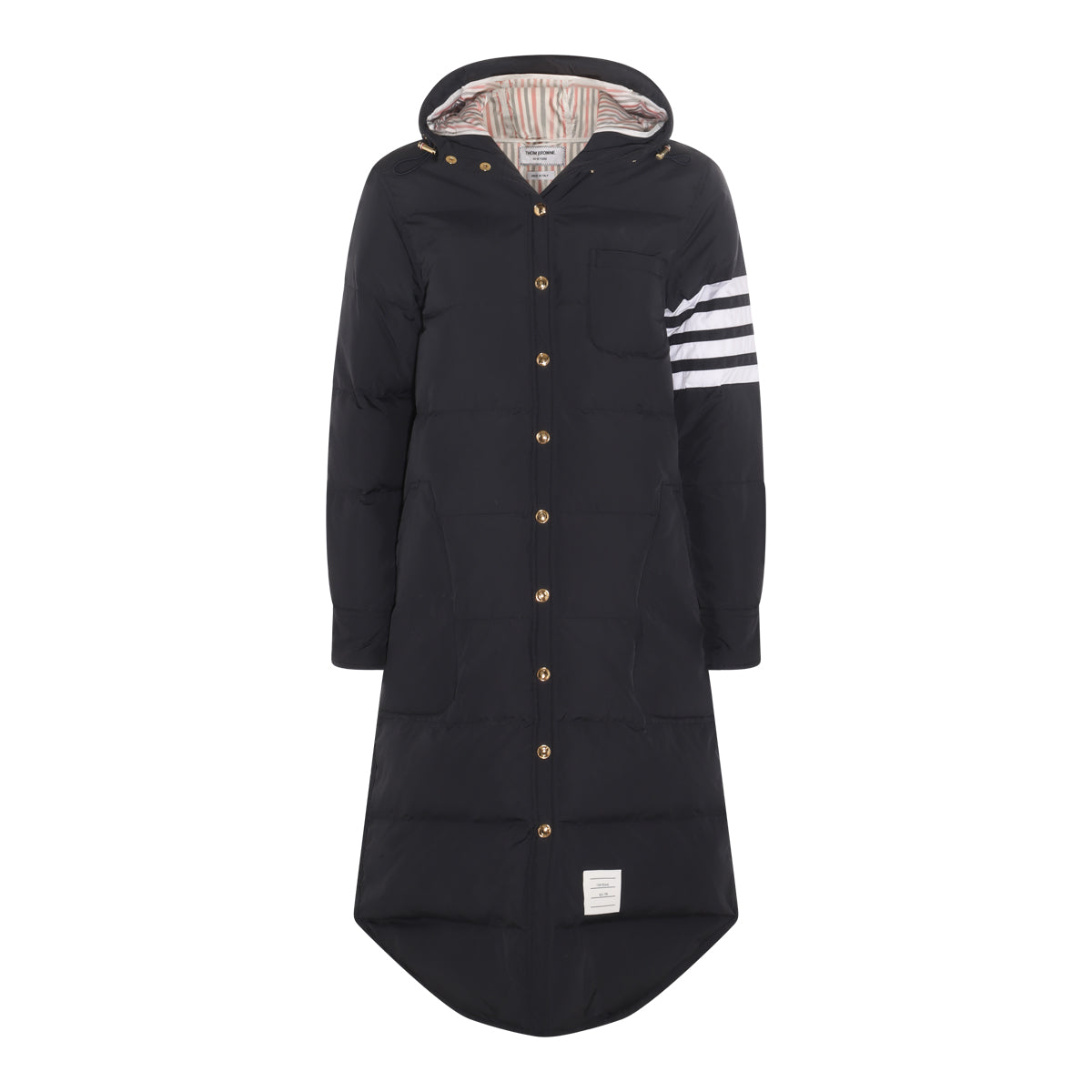 人気【THOM BROWNE】フェザー ダウン 4バー コート Thom Browne/トムブラウン｜ネイビー ブルー フェザー ダウン 4