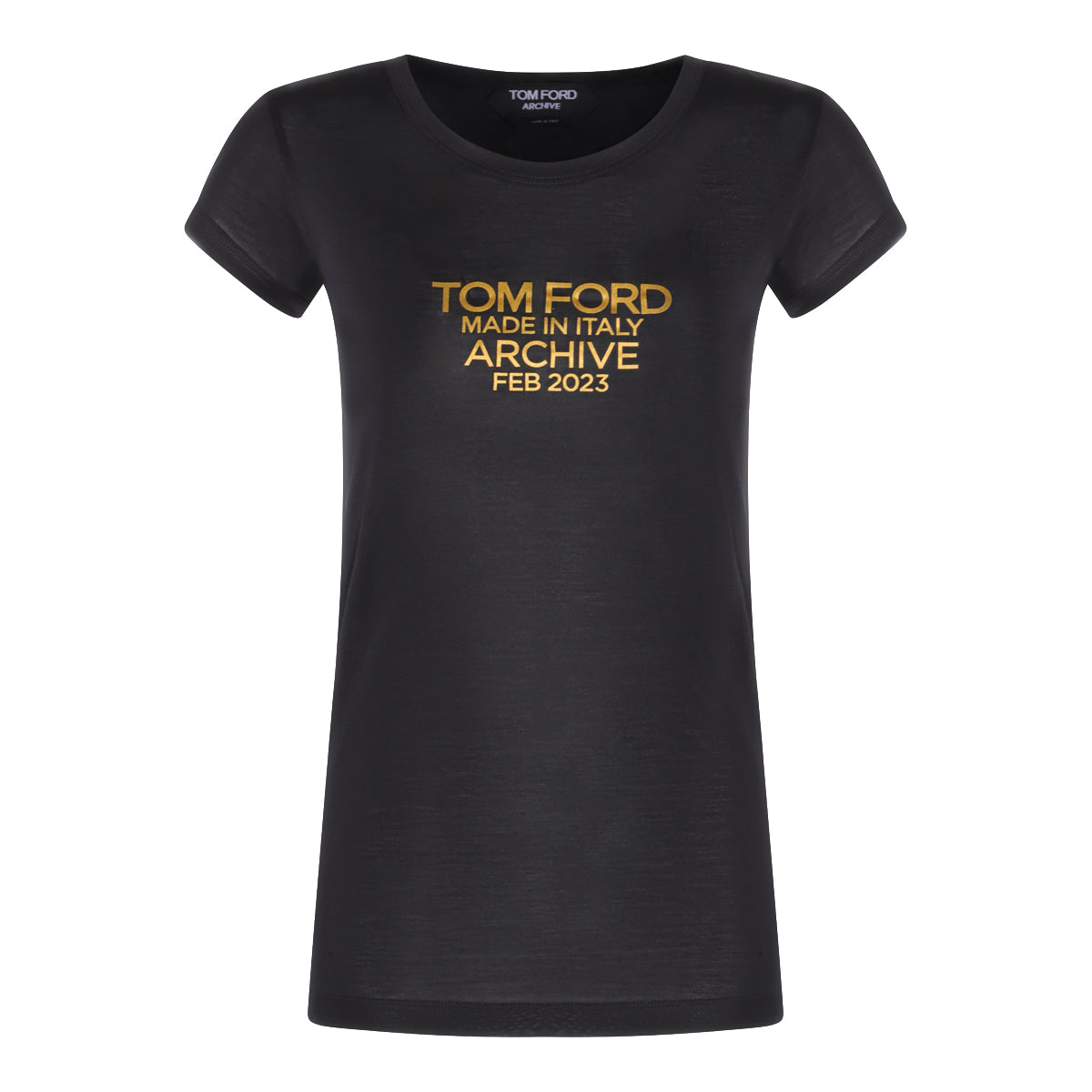 ブラック アンド ゴールド シルク Tシャツ