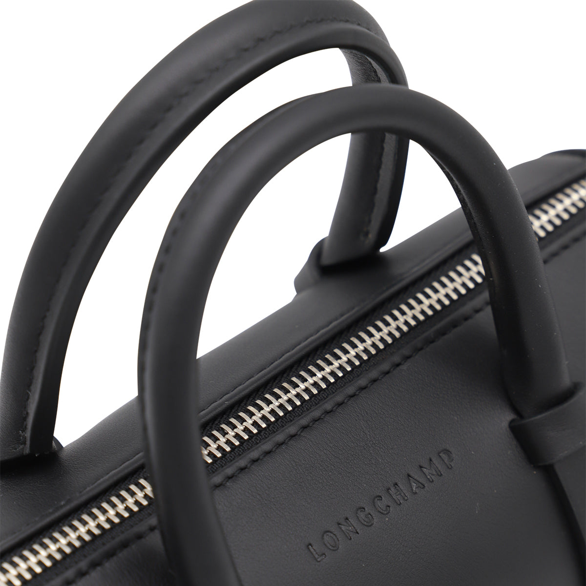 ブラック レザー トップ ハンドル バッグ